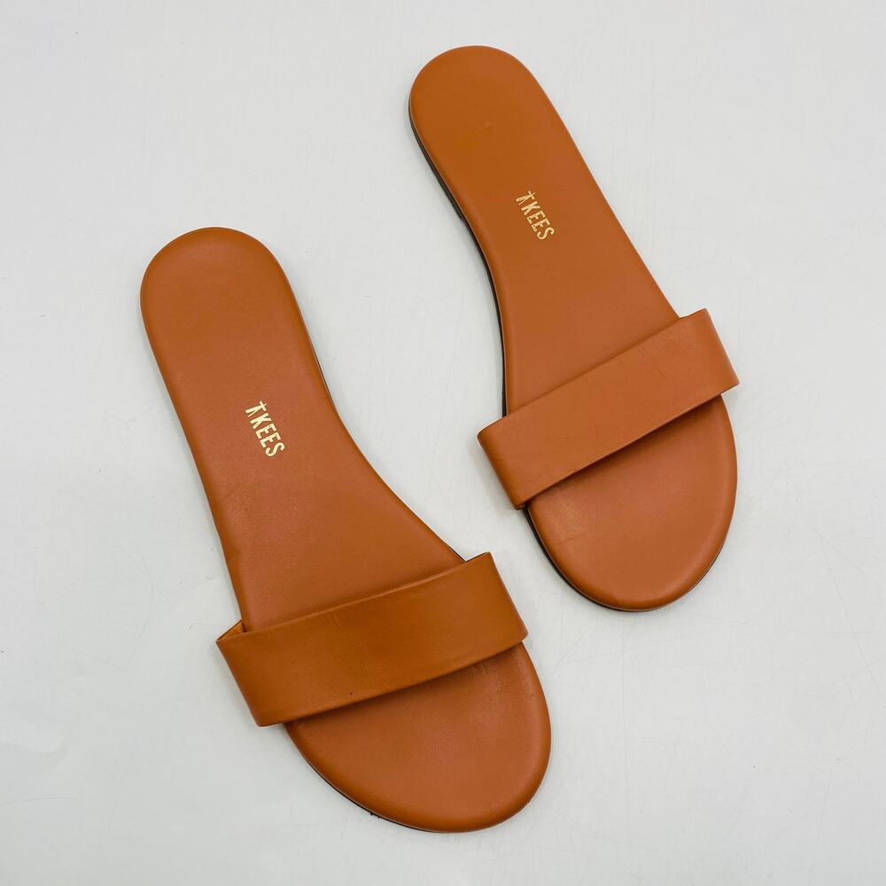 tkees brown leather slide sandals